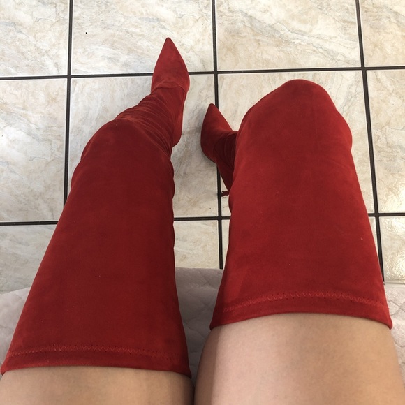 steve madden red thigh high boots